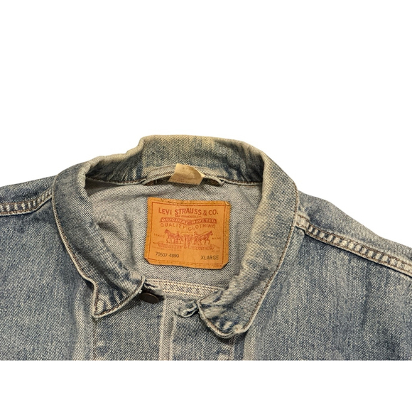 Vtg 80s Levi’s Denim Tucker Jacket Harley-Davidson Patch Made in USA Sz XL - Picture 8 of 14